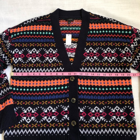 NWT Talbots Colorful Fair Isle Mixed Pattern Cardigan Sweater Size Large - Picture 12 of 13